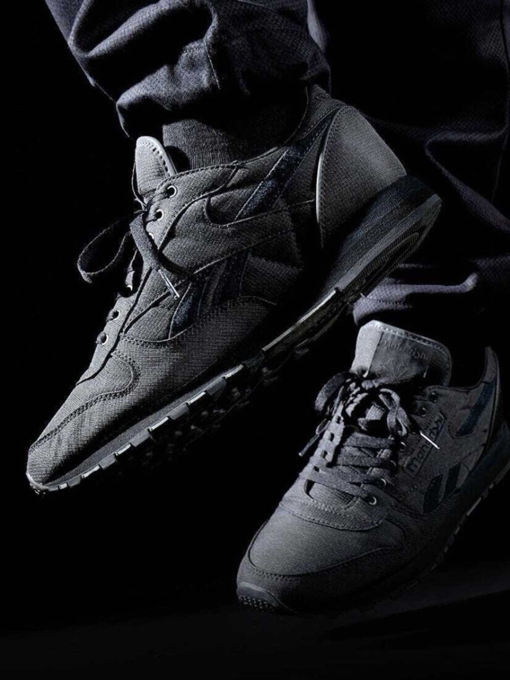 MAHARISHI X REEBOK CLASSIC LEATHER 'RIPSTOP' - Black / Gray - HP3241 - Men 12
